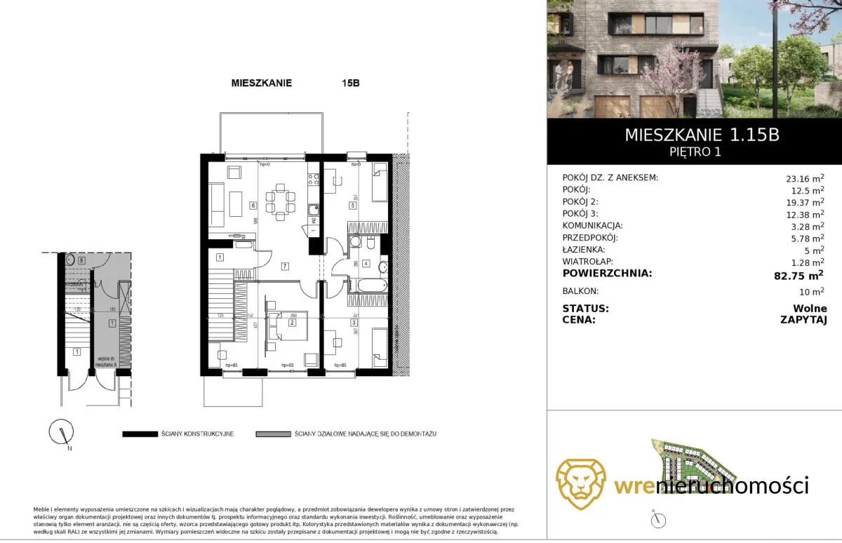 4 pokoje, mieszkanie 82,75 m², piętro 1, oferta nr , 741704, Wrocław, Kowale, Bociania