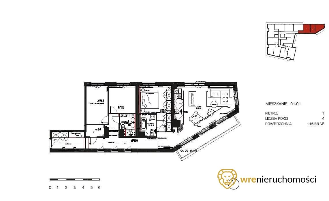 Mieszkanie czteropokojowe 116,46 m², Wrocław, Drukarska, Sprzedaż