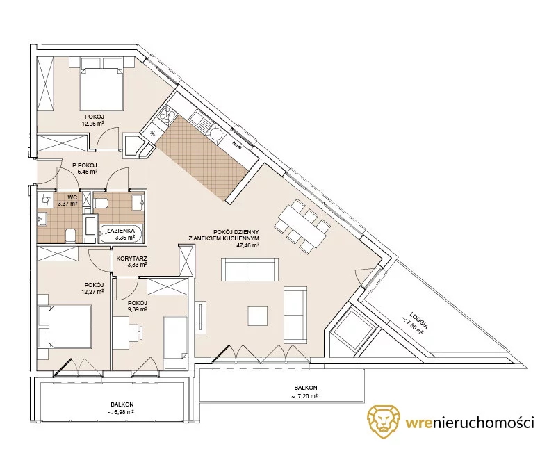 Mieszkanie czteropokojowe 98,59 m², Wrocław, Szczepin, Gnieźnieńska, Sprzedaż