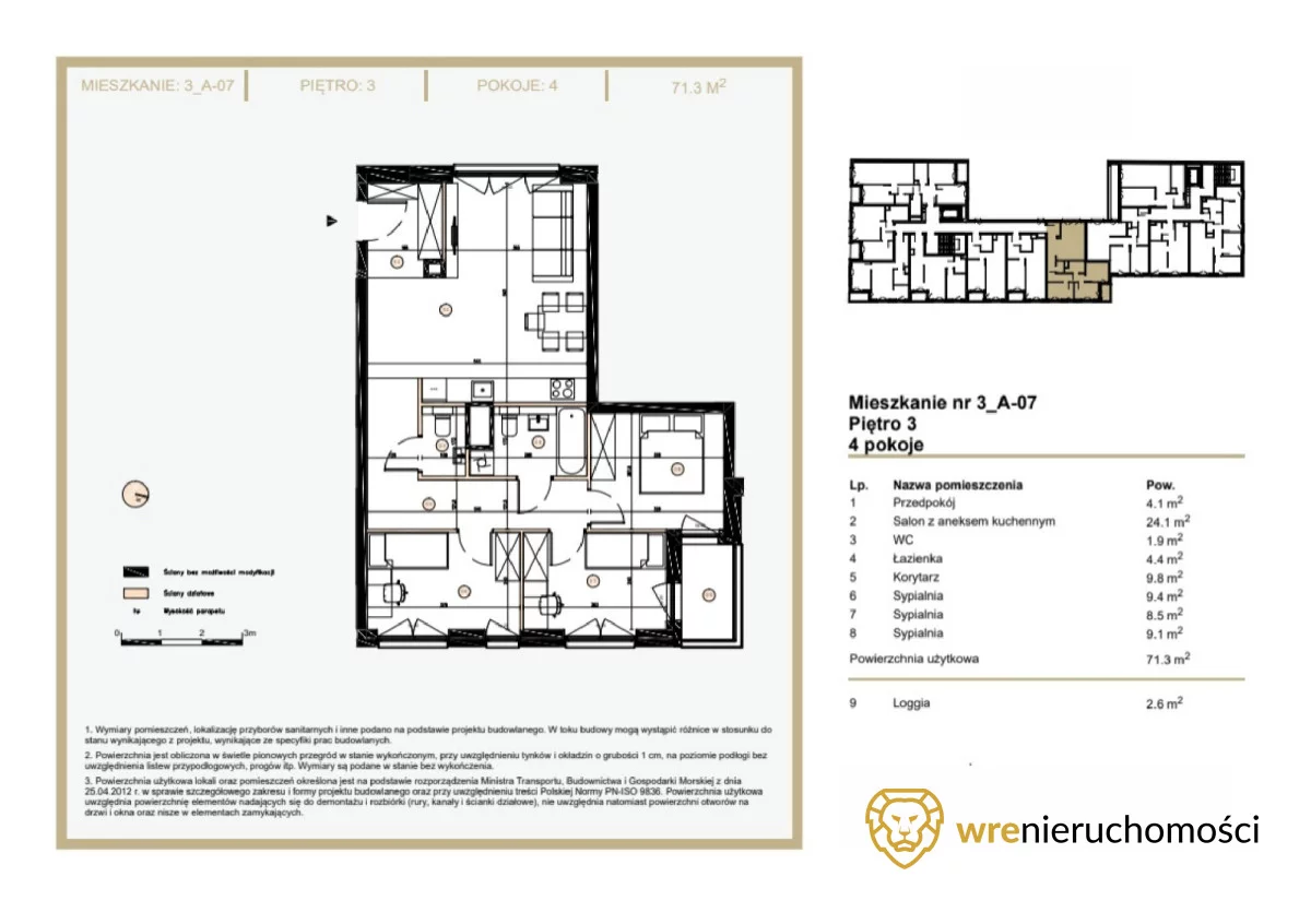 Mieszkanie na sprzedaż, 71,30 m², 4 pokoje, 3 piętro, oferta nr 522911