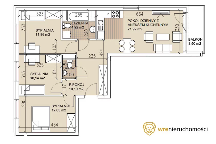 Mieszkanie czteropokojowe 72,54 m², Wrocław, Karłowice-Różanka, Karłowice, Lothara Herbsta, Sprzedaż