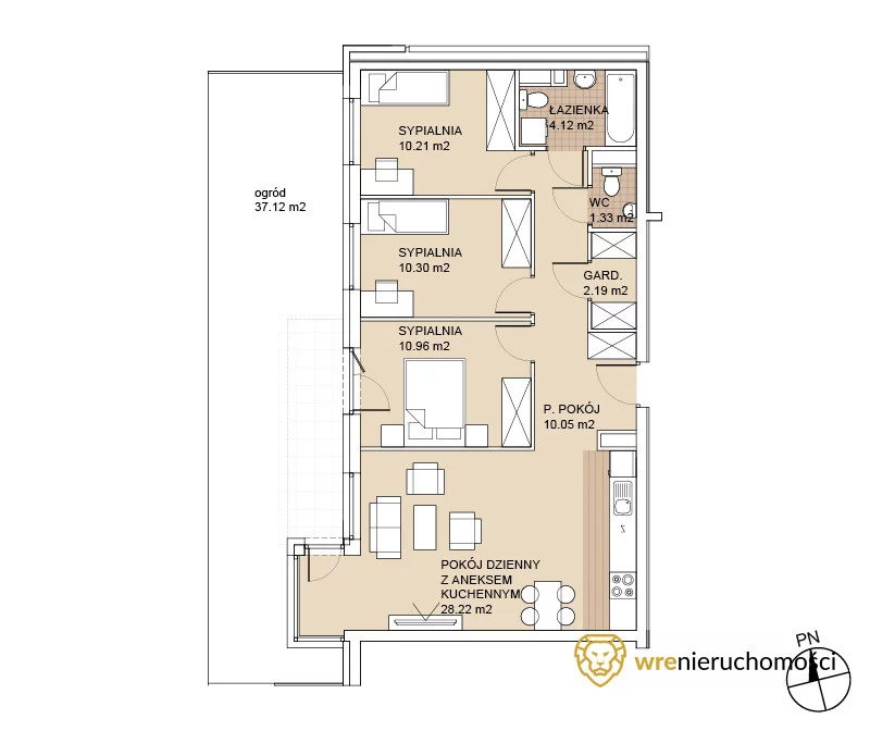 4 pokoje, mieszkanie 77,39 m², parter, oferta nr , 911370, Wrocław, Psie Pole-Zawidawie, Psie Pole, Odolanowska