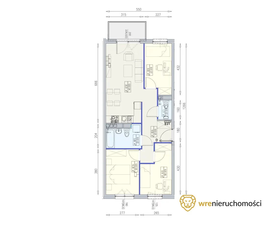 4 pokoje, mieszkanie 65,20 m², piętro 8, oferta nr , 892646, Wrocław, Krzyki-Partynice, Partynice, Przyjaźni