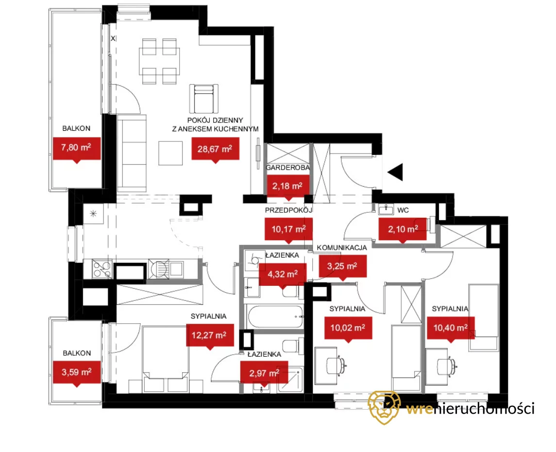 4 pokoje, mieszkanie 86,35 m², piętro 6, oferta nr , 667713, Wrocław, Kleczków, Władysława Reymonta