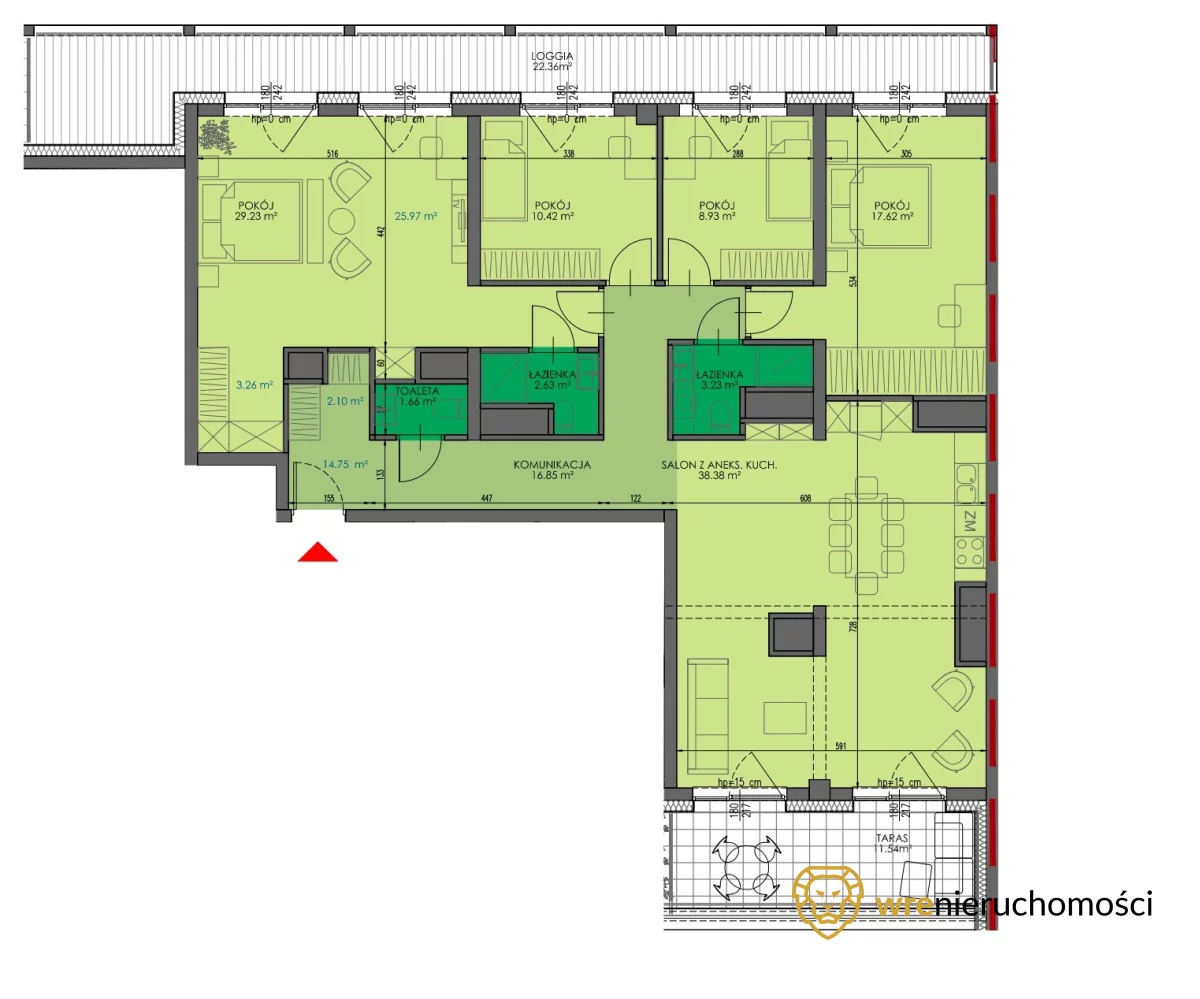 5 pokoi, mieszkanie 128,95 m², piętro 9, oferta nr , 853626, Wrocław, Grabiszyn-Grabiszynek, Grabiszyn