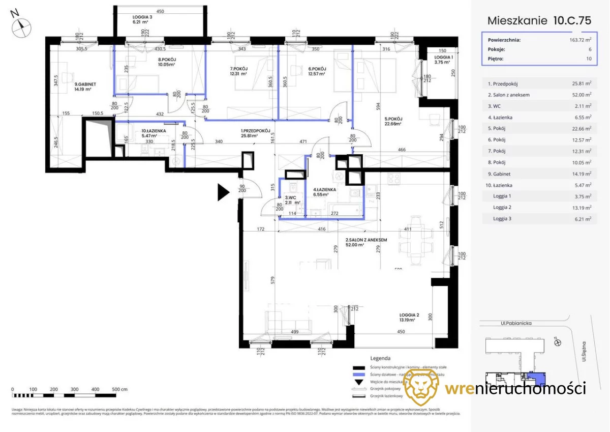 6 pokoi, mieszkanie 163,73 m², piętro 10, oferta nr , 165540, Wrocław, Krzyki-Partynice, Krzyki, Pabianicka