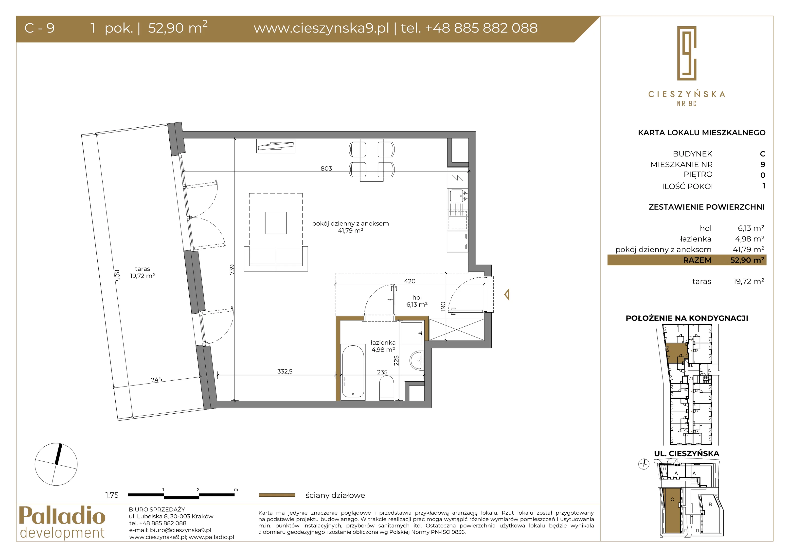 Mieszkanie 52,90 m², parter, oferta nr C-9, Cieszyńska 9, Kraków, Krowodrza, Łobzów, ul. Cieszyńska 9