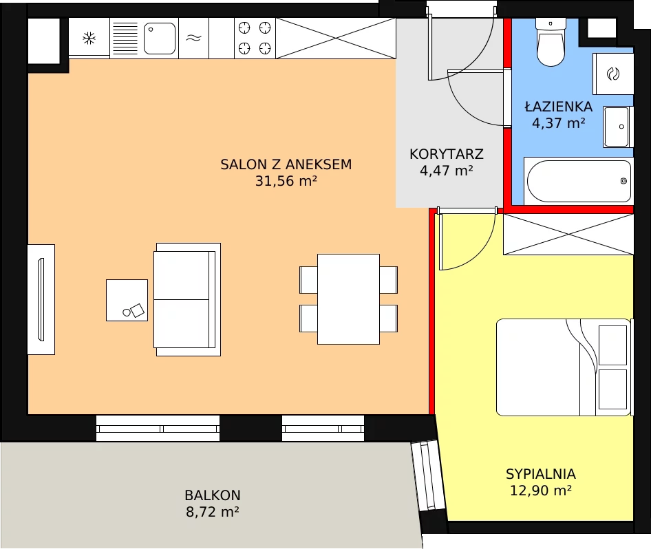 Apartament 53,30 m², piętro 1, oferta nr A-41, Cieszyńska 9, Kraków, Krowodrza, Łobzów, ul. Cieszyńska 9