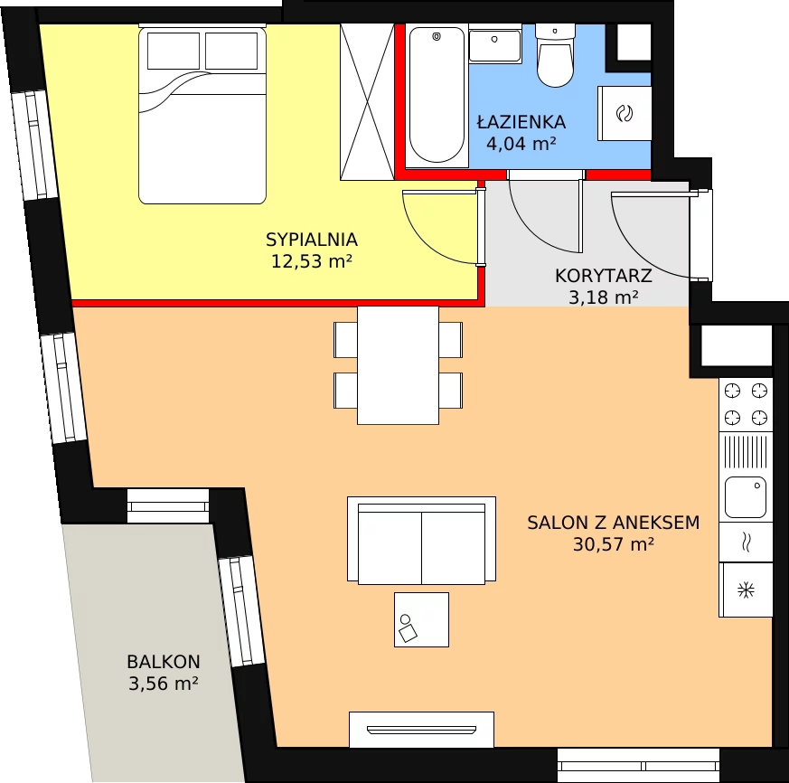 Apartament 50,21 m², piętro 1, oferta nr A-47, Cieszyńska 9, Kraków, Krowodrza, Łobzów, ul. Cieszyńska 9