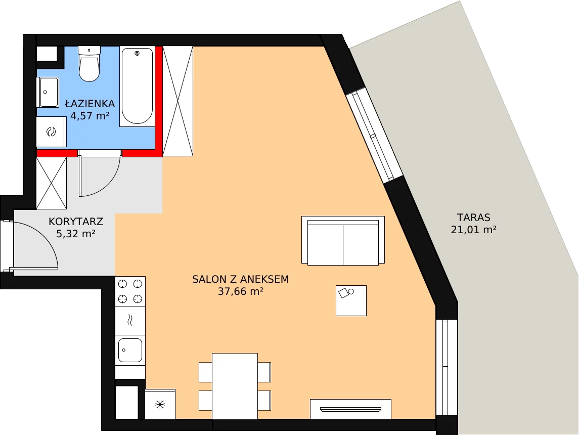 Apartament 47,36 m², parter, oferta nr B-4, Cieszyńska 9, Kraków, Krowodrza, Łobzów, ul. Cieszyńska 9