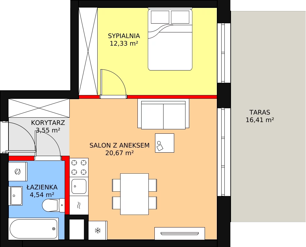 Apartament 40,93 m², parter, oferta nr B-5, Cieszyńska 9, Kraków, Krowodrza, Łobzów, ul. Cieszyńska 9