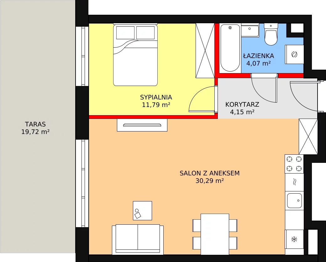 Apartament 50,30 m², parter, oferta nr B-9, Cieszyńska 9, Kraków, Krowodrza, Łobzów, ul. Cieszyńska 9