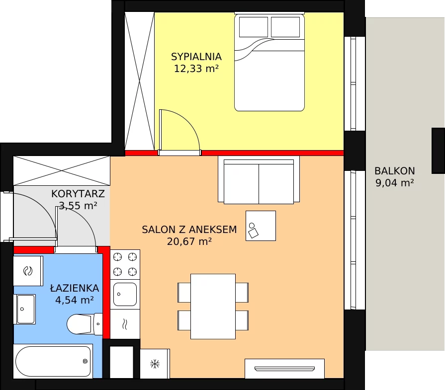 Apartament 41,09 m², piętro 1, oferta nr B-15, Cieszyńska 9, Kraków, Krowodrza, Łobzów, ul. Cieszyńska 9