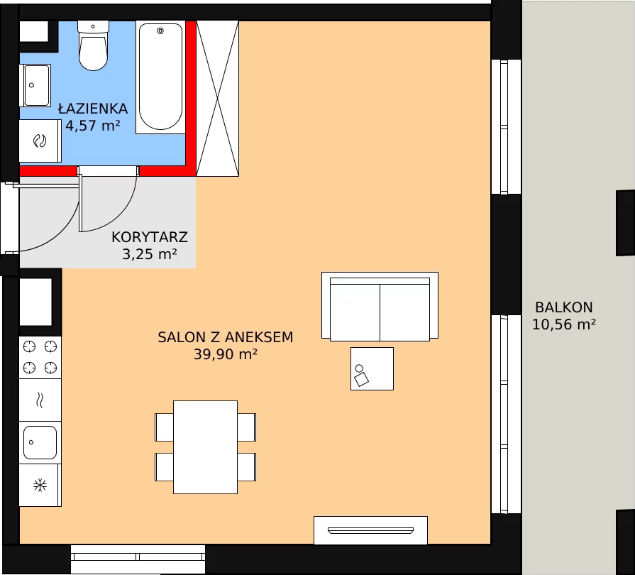 Apartament 47,72 m², piętro 1, oferta nr B-17, Cieszyńska 9, Kraków, Krowodrza, Łobzów, ul. Cieszyńska 9