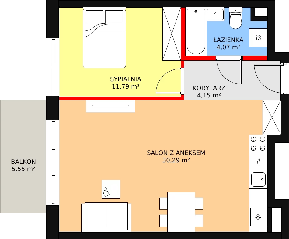 Apartament 50,30 m², piętro 1, oferta nr B-19, Cieszyńska 9, Kraków, Krowodrza, Łobzów, ul. Cieszyńska 9