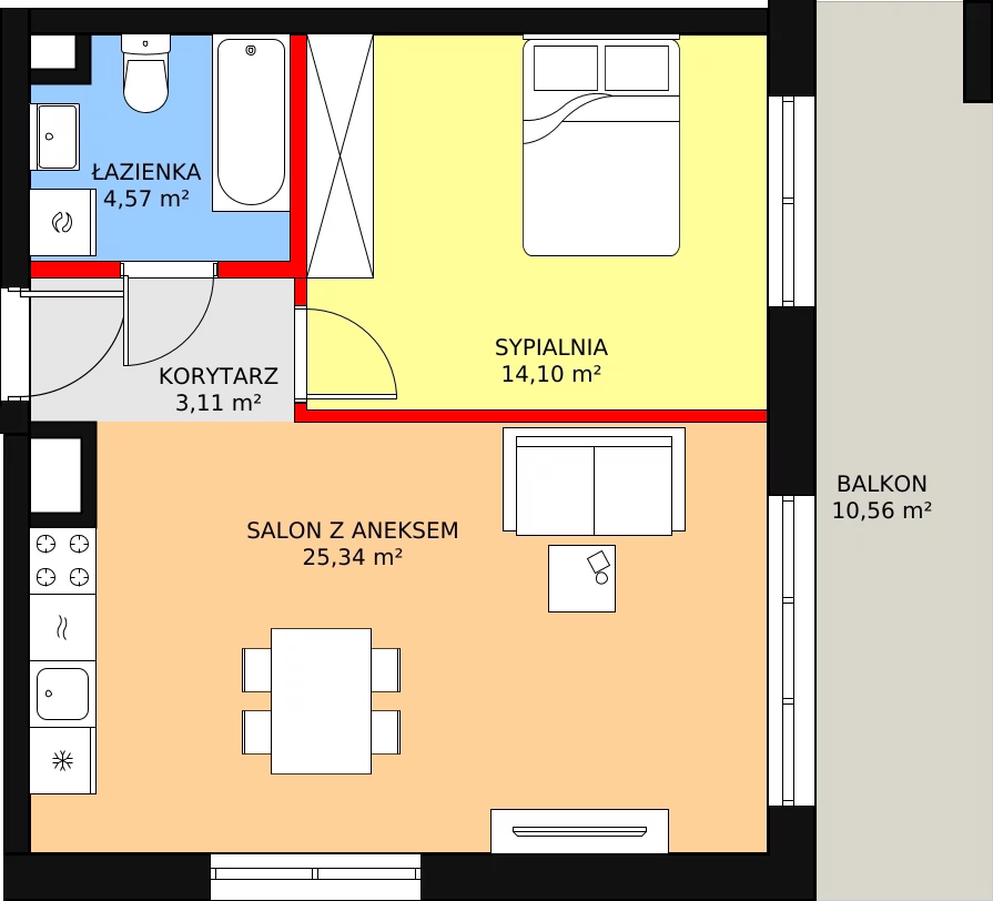 Apartament 47,12 m², piętro 2, oferta nr B-27, Cieszyńska 9, Kraków, Krowodrza, Łobzów, ul. Cieszyńska 9