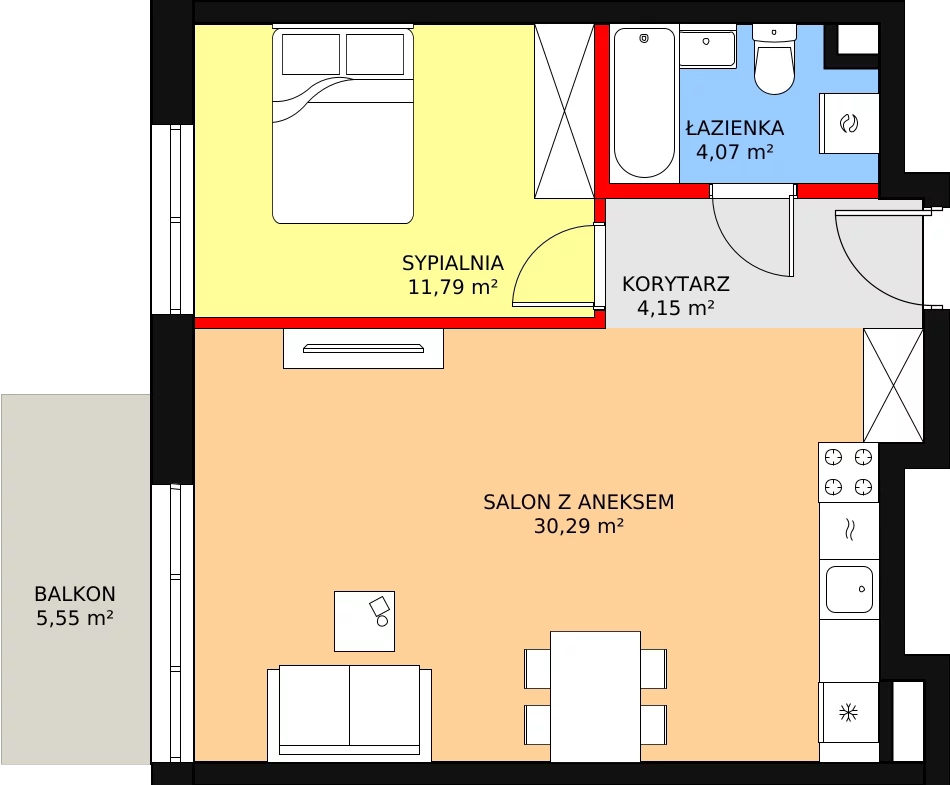 Apartament 50,30 m², piętro 2, oferta nr B-29, Cieszyńska 9, Kraków, Krowodrza, Łobzów, ul. Cieszyńska 9