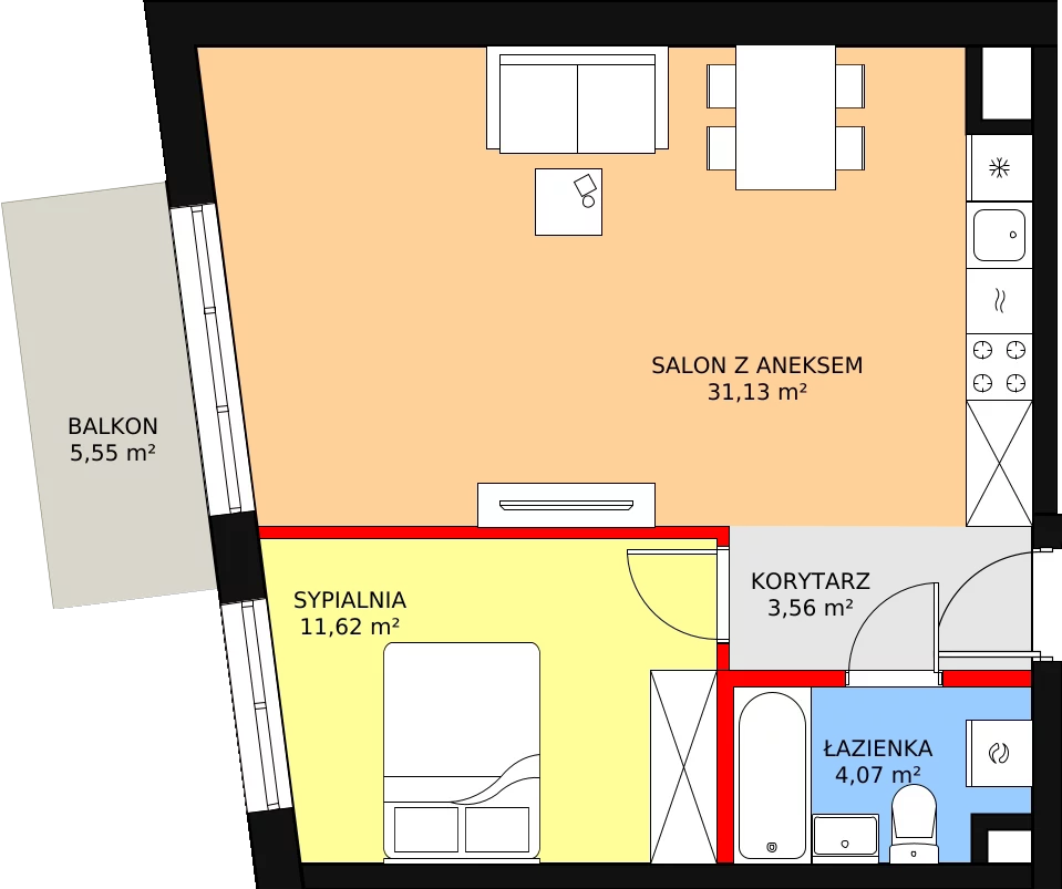 Apartament 50,38 m², piętro 3, oferta nr B-32, Cieszyńska 9, Kraków, Krowodrza, Łobzów, ul. Cieszyńska 9