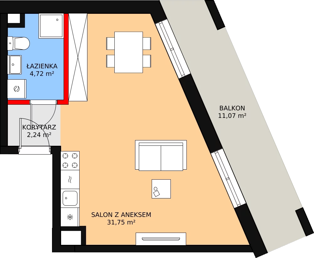 Apartament 38,73 m², piętro 3, oferta nr B-33, Cieszyńska 9, Kraków, Krowodrza, Łobzów, ul. Cieszyńska 9