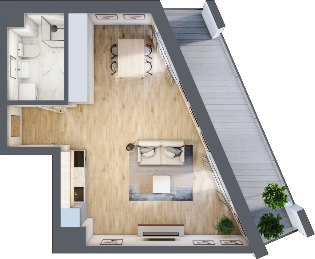 1 pokój, mieszkanie 38,73 m², piętro 3, oferta nr B-33, Cieszyńska 9, Kraków, Krowodrza, Łobzów, ul. Cieszyńska 9