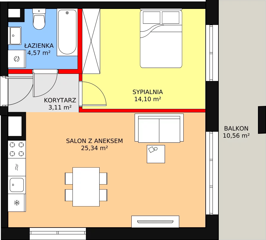 Apartament 47,12 m², piętro 3, oferta nr B-37, Cieszyńska 9, Kraków, Krowodrza, Łobzów, ul. Cieszyńska 9