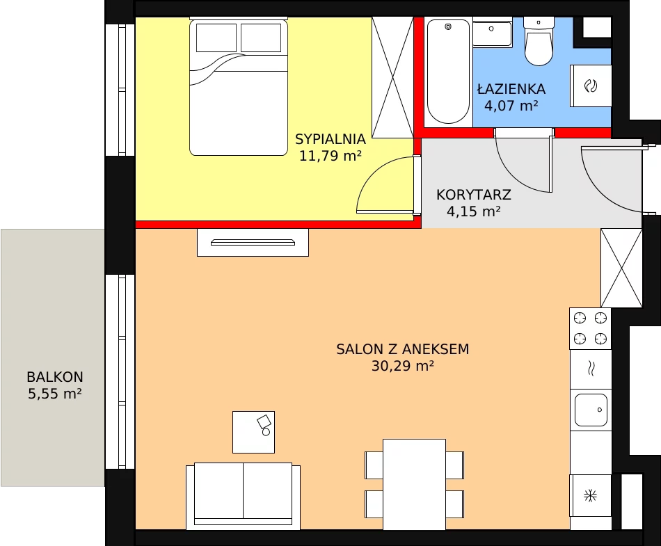 Apartament 50,30 m², piętro 3, oferta nr B-39, Cieszyńska 9, Kraków, Krowodrza, Łobzów, ul. Cieszyńska 9