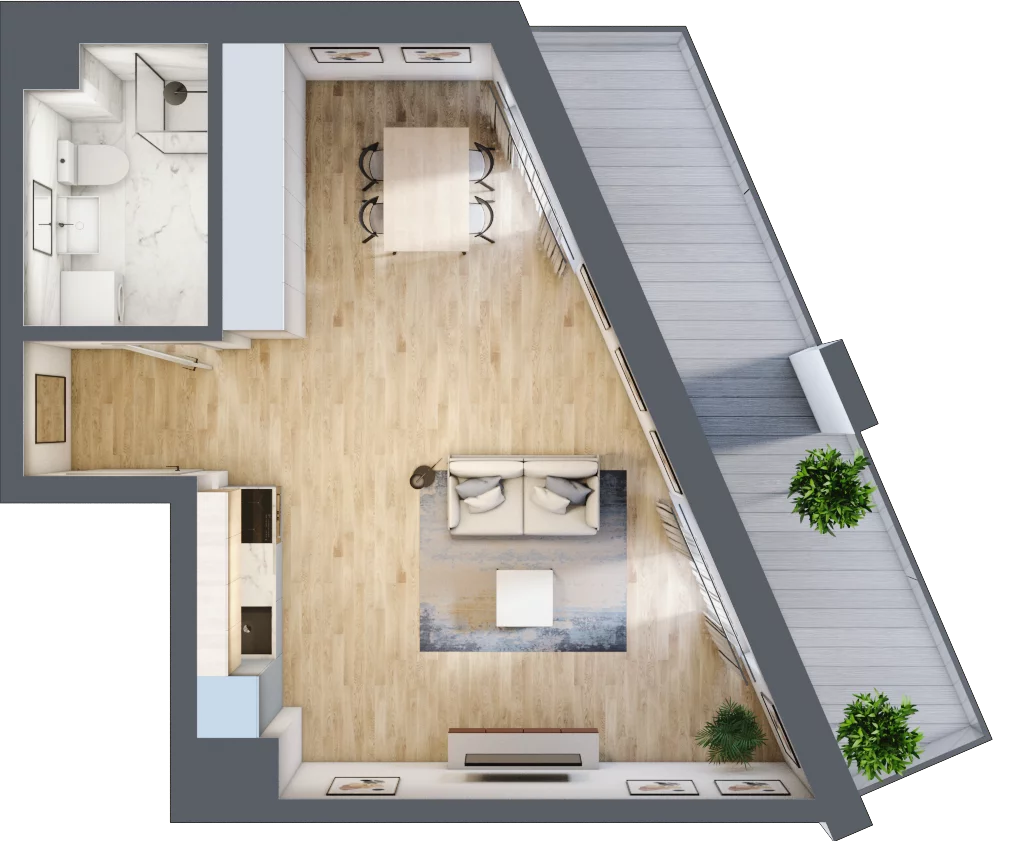 1 pokój, mieszkanie 38,77 m², piętro 4, oferta nr B-43, Cieszyńska 9, Kraków, Krowodrza, Łobzów, ul. Cieszyńska 9