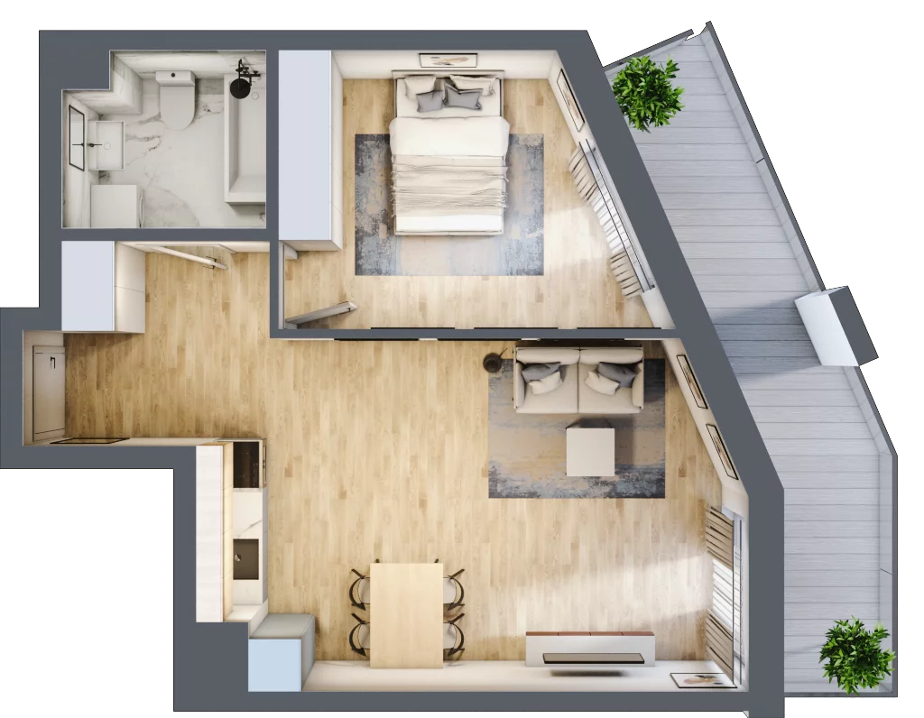 2 pokoje, mieszkanie 46,88 m², piętro 6, oferta nr B-64, Cieszyńska 9, Kraków, Krowodrza, Łobzów, ul. Cieszyńska 9