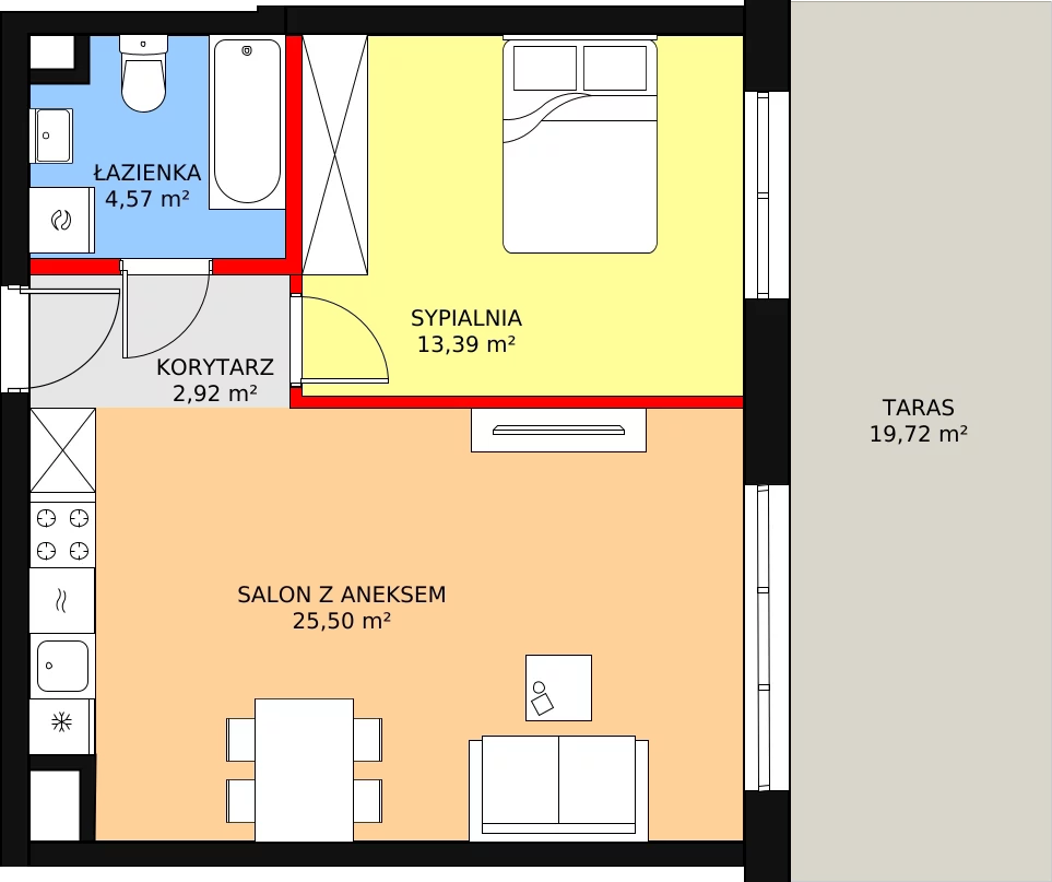 Apartament 46,38 m², parter, oferta nr C-1, Cieszyńska 9, Kraków, Krowodrza, Łobzów, ul. Cieszyńska 9