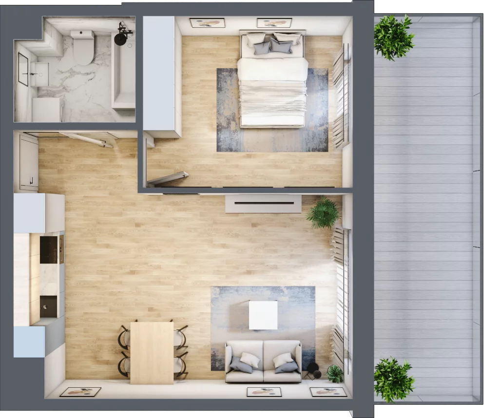 2 pokoje, mieszkanie 46,38 m², parter, oferta nr C-1, Cieszyńska 9, Kraków, Krowodrza, Łobzów, ul. Cieszyńska 9