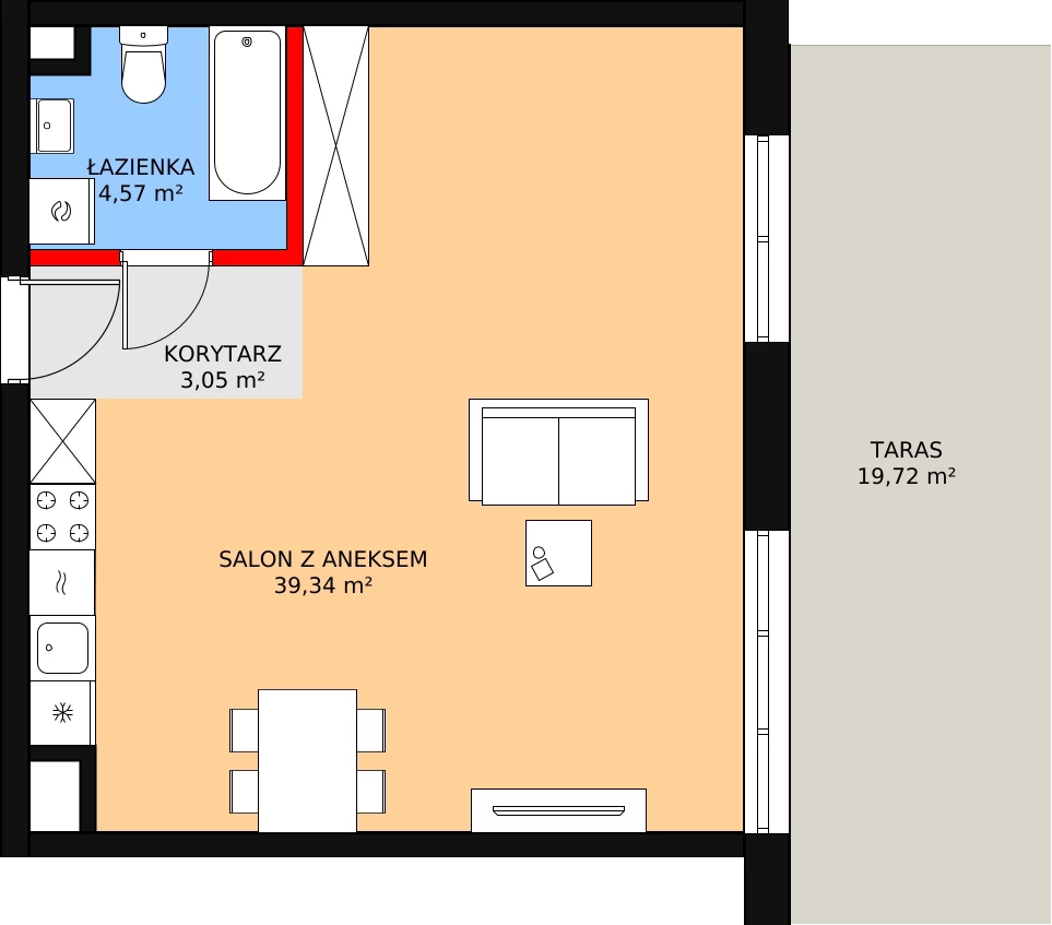 Apartament 46,96 m², parter, oferta nr C-2, Cieszyńska 9, Kraków, Krowodrza, Łobzów, ul. Cieszyńska 9