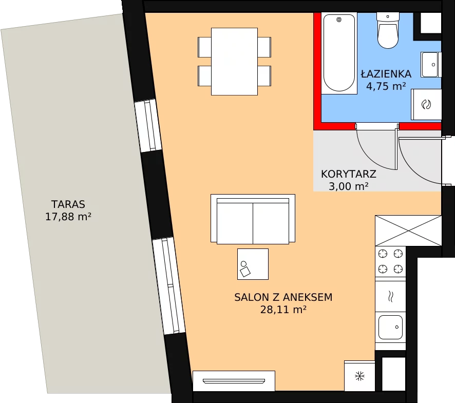 Apartament 36,00 m², parter, oferta nr C-8, Cieszyńska 9, Kraków, Krowodrza, Łobzów, ul. Cieszyńska 9