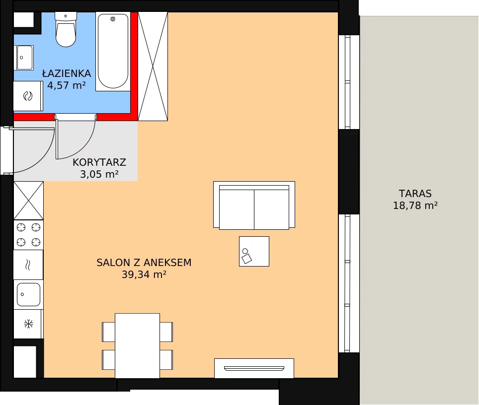 Apartament 47,01 m², parter, oferta nr C-12, Cieszyńska 9, Kraków, Krowodrza, Łobzów, ul. Cieszyńska 9