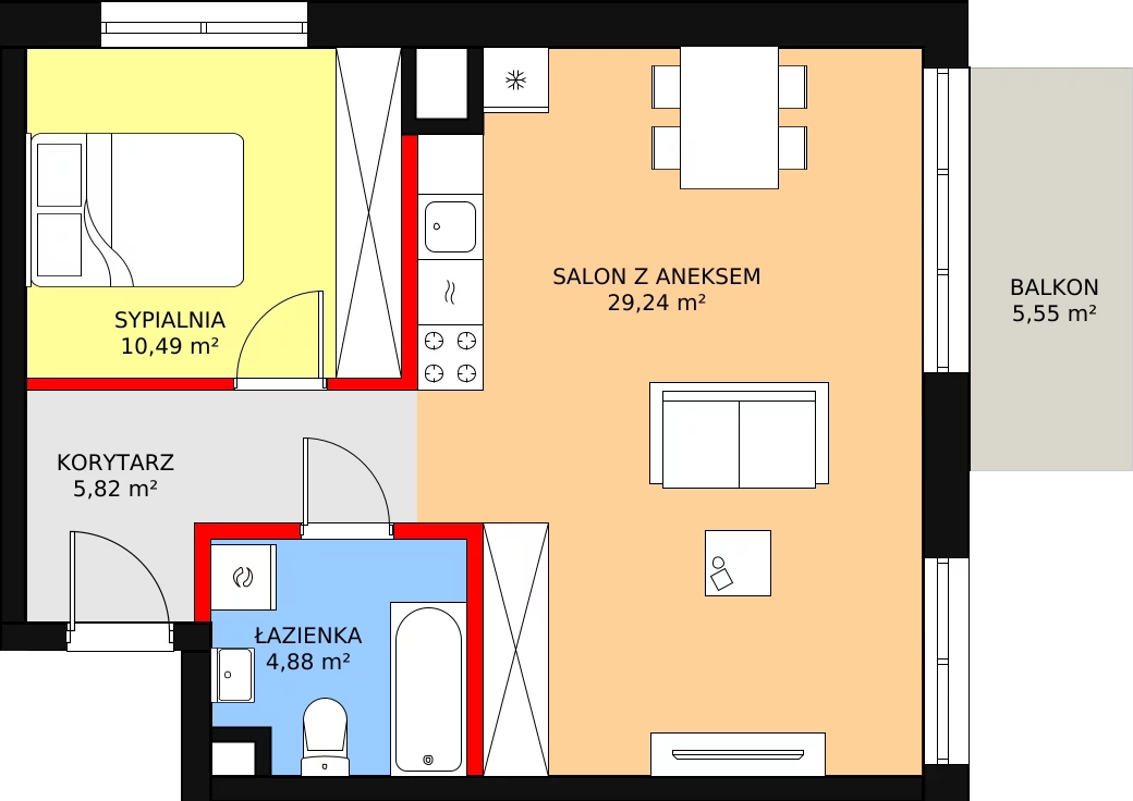 Apartament 50,43 m², piętro 1, oferta nr C-24, Cieszyńska 9, Kraków, Krowodrza, Łobzów, ul. Cieszyńska 9