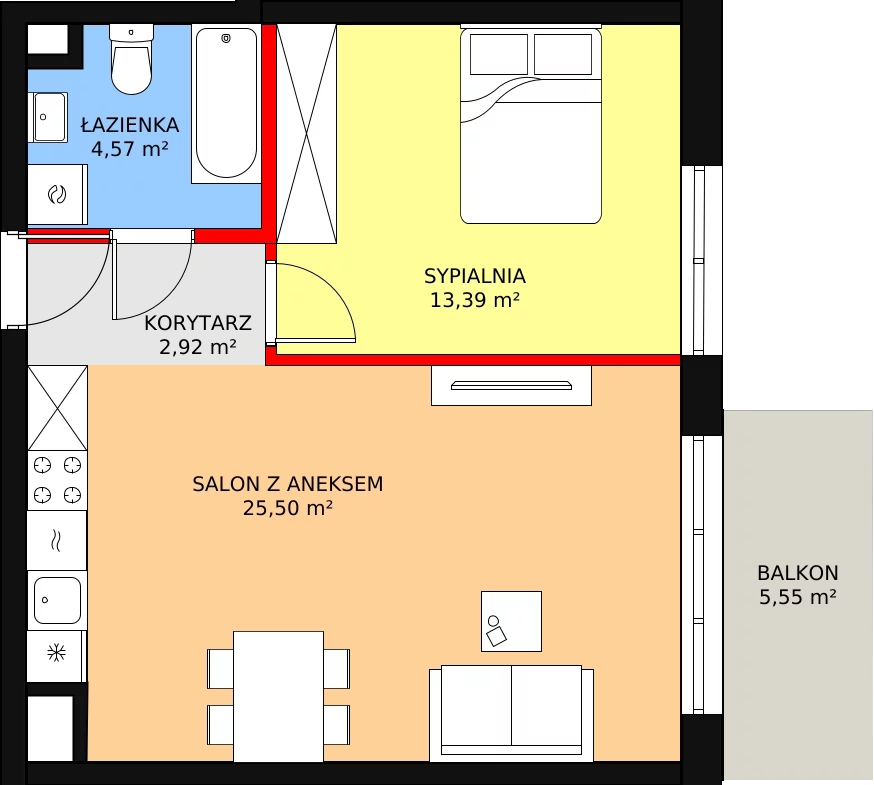 Apartament 46,38 m², piętro 2, oferta nr C-27, Cieszyńska 9, Kraków, Krowodrza, Łobzów, ul. Cieszyńska 9