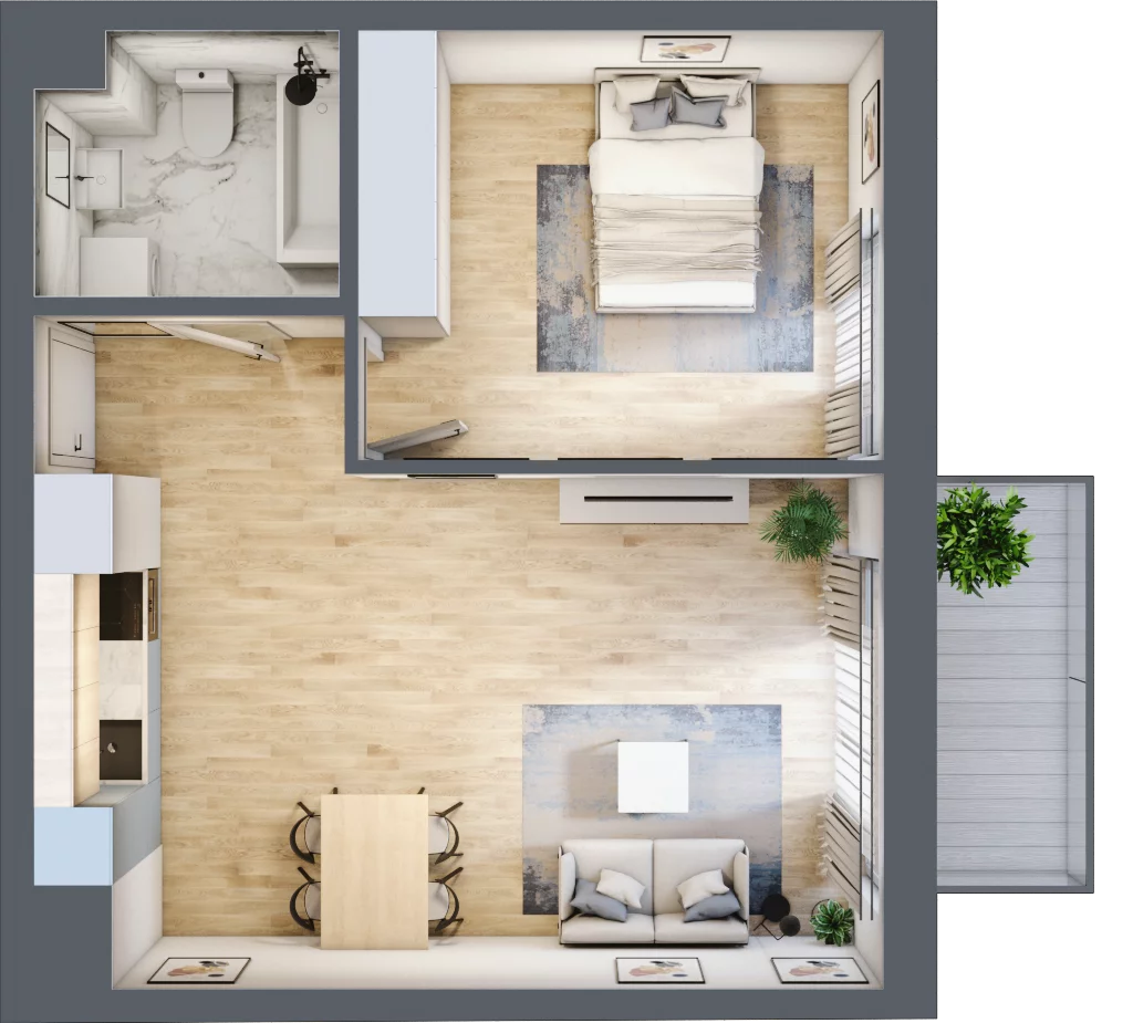 2 pokoje, mieszkanie 46,40 m², piętro 2, oferta nr C-38, Cieszyńska 9, Kraków, Krowodrza, Łobzów, ul. Cieszyńska 9