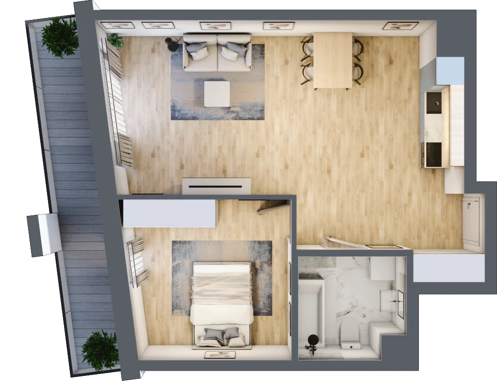 2 pokoje, mieszkanie 52,54 m², piętro 3, oferta nr C-48, Cieszyńska 9, Kraków, Krowodrza, Łobzów, ul. Cieszyńska 9