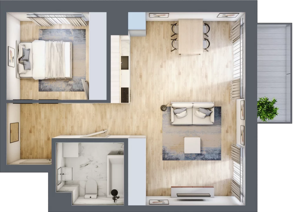 2 pokoje, mieszkanie 50,35 m², piętro 3, oferta nr C-50, Cieszyńska 9, Kraków, Krowodrza, Łobzów, ul. Cieszyńska 9