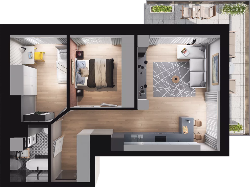 3 pokoje, mieszkanie 56,90 m², piętro 2, oferta nr A13, Apartamenty Tabelowa, Łódź, Górna, ul. Tabelowa 27