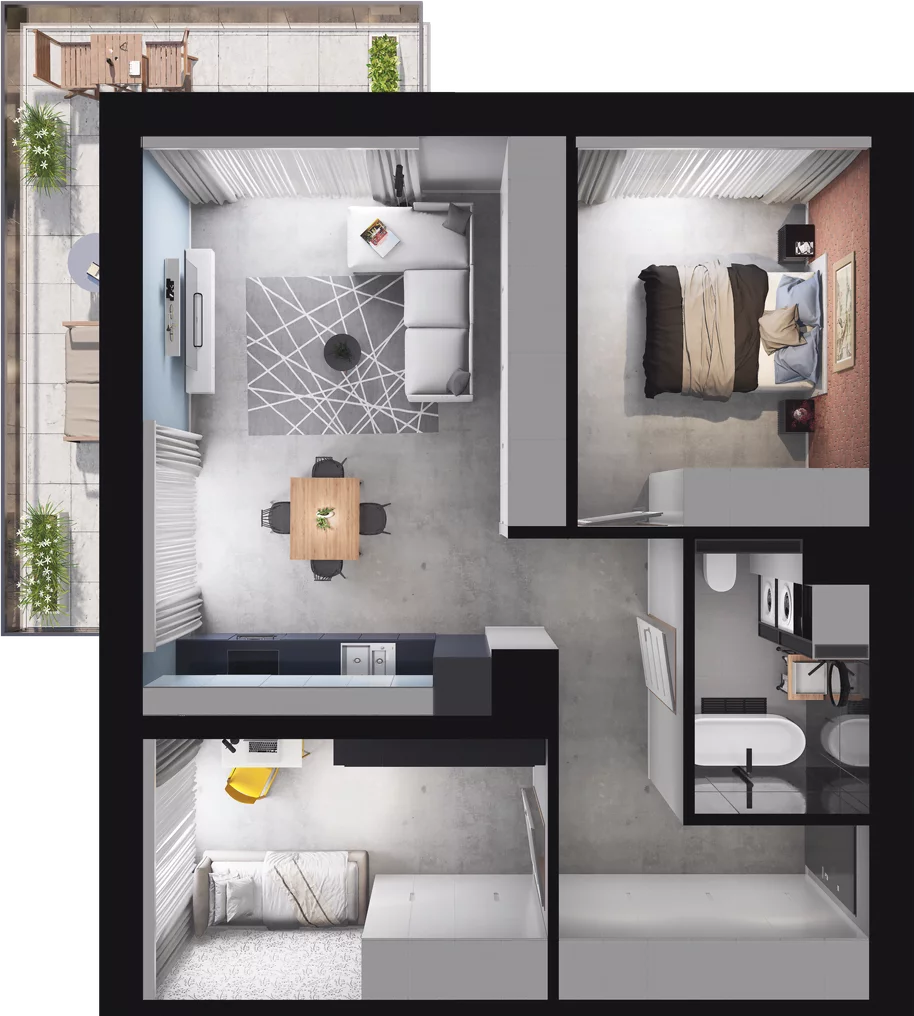 3 pokoje, mieszkanie 62,90 m², piętro 1, oferta nr A4, Apartamenty Tabelowa, Łódź, Górna, ul. Tabelowa 27