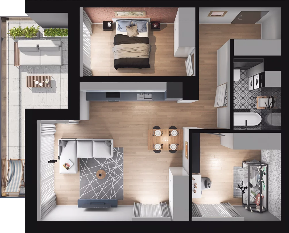 3 pokoje, mieszkanie 63,40 m², piętro 1, oferta nr A5, Apartamenty Tabelowa, Łódź, Górna, ul. Tabelowa 27