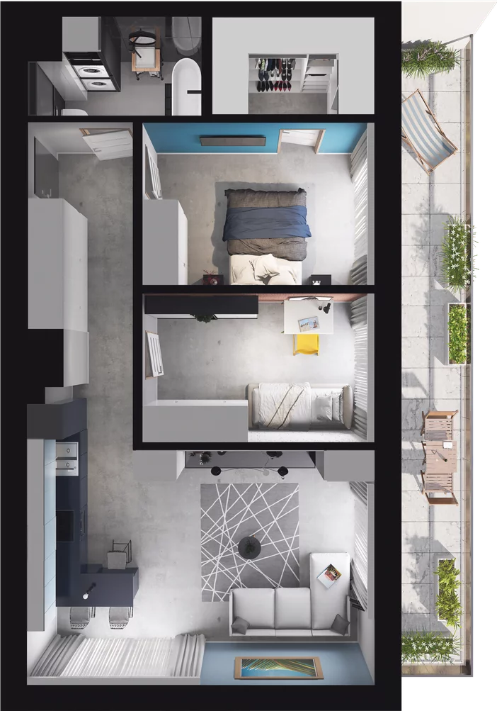 3 pokoje, mieszkanie 64,00 m², piętro 1, oferta nr A7, Apartamenty Tabelowa, Łódź, Górna, ul. Tabelowa 27