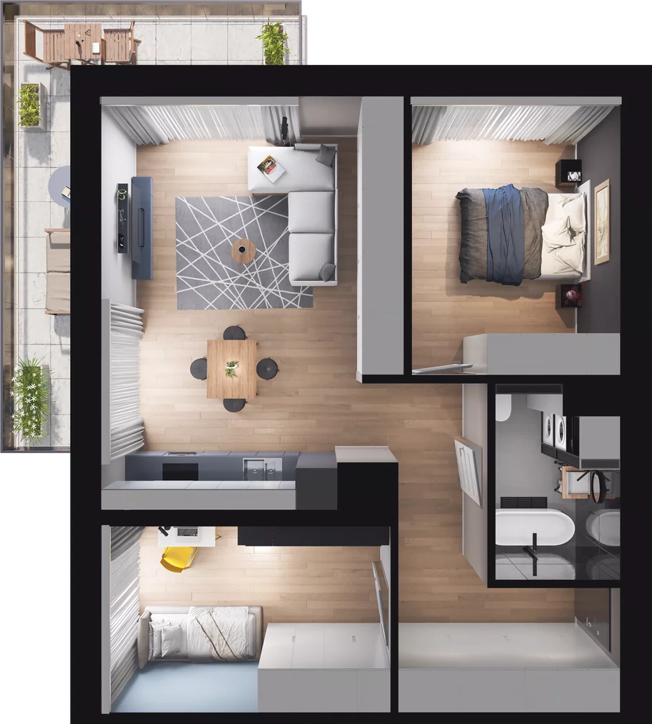 3 pokoje, mieszkanie 62,70 m², piętro 2, oferta nr A9, Apartamenty Tabelowa, Łódź, Górna, ul. Tabelowa 27