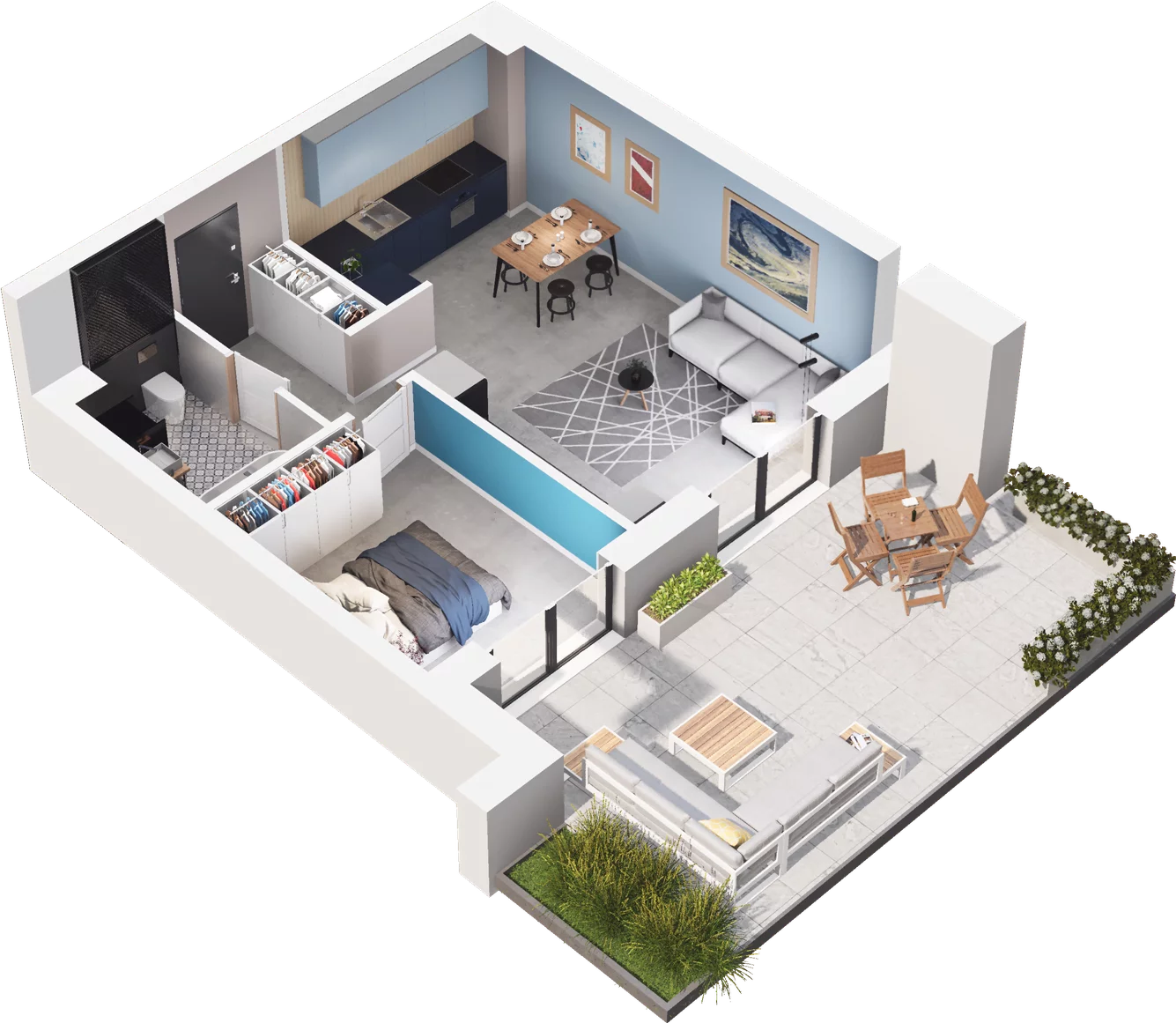 2 pokoje, mieszkanie 45,90 m², parter, oferta nr A3, Apartamenty Tabelowa, Łódź, Górna, ul. Tabelowa 27