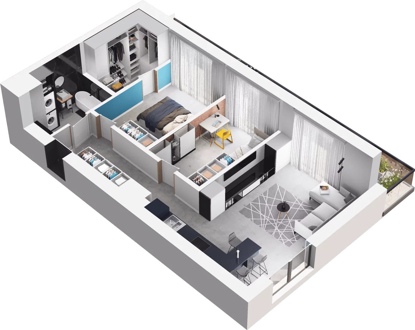3 pokoje, mieszkanie 64,00 m², piętro 1, oferta nr A7, Apartamenty Tabelowa, Łódź, Górna, ul. Tabelowa 27
