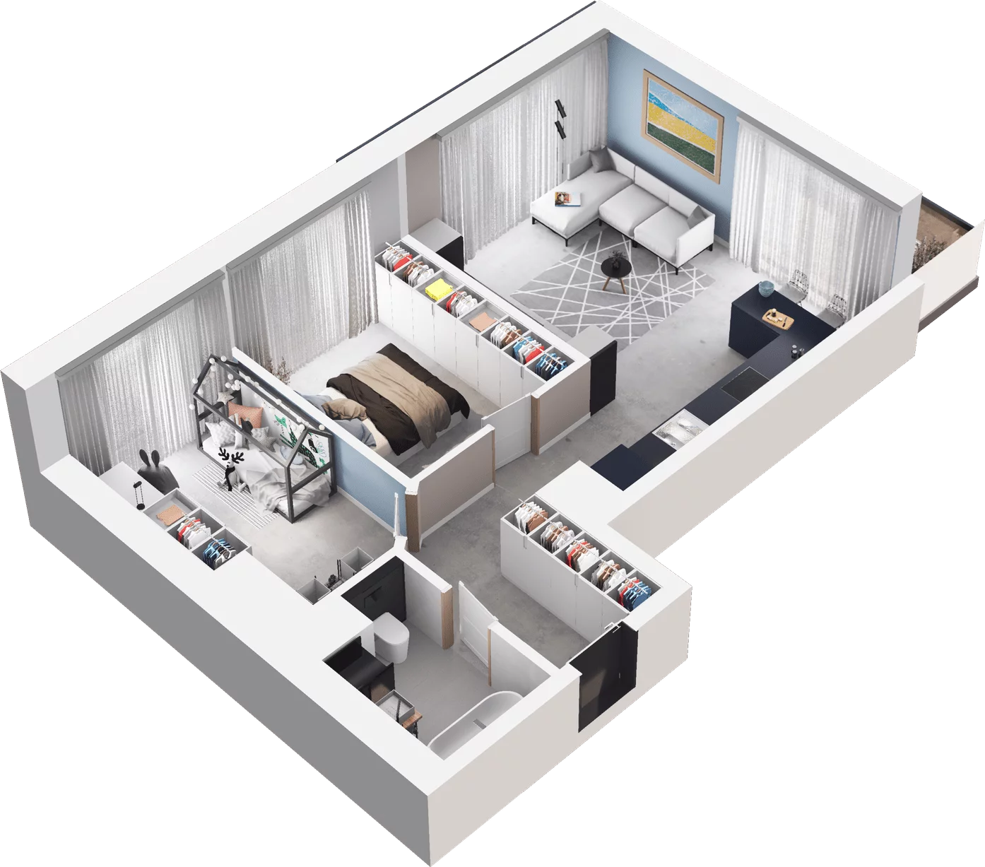 3 pokoje, mieszkanie 57,20 m², piętro 1, oferta nr A8, Apartamenty Tabelowa, Łódź, Górna, ul. Tabelowa 27
