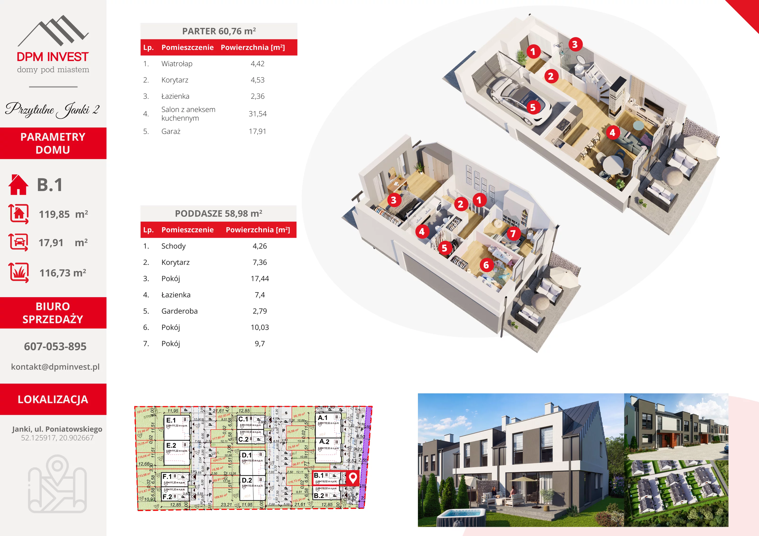 Dom 119,85 m², oferta nr B.1, Osiedle Przytulne Janki II, Janki, ul. Poniatowskiego 35