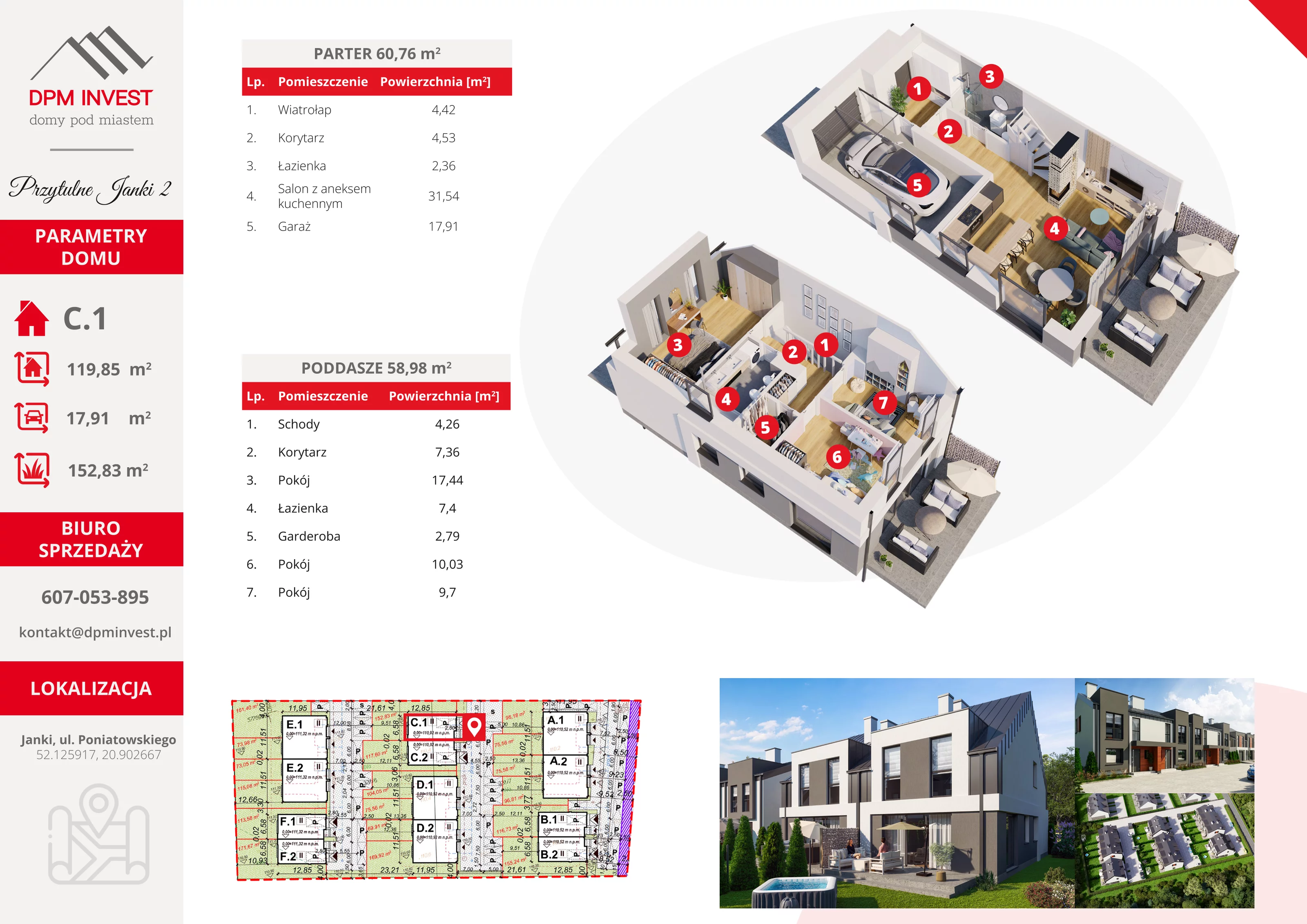 Dom 119,85 m², oferta nr C.1, Osiedle Przytulne Janki II, Janki, ul. Poniatowskiego 35