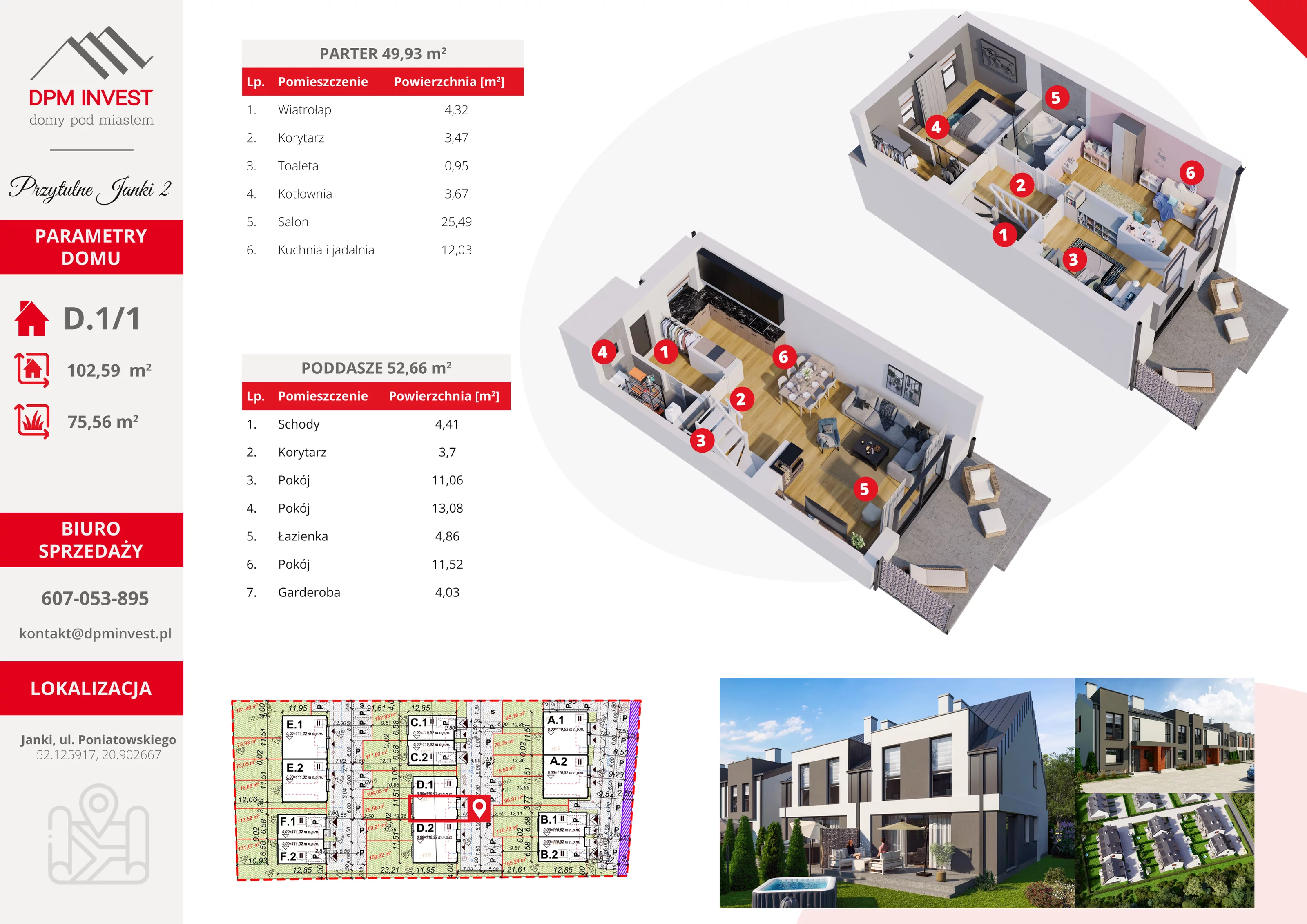 Dom 102,59 m², oferta nr D.1/1, Osiedle Przytulne Janki II, Janki, ul. Poniatowskiego 35