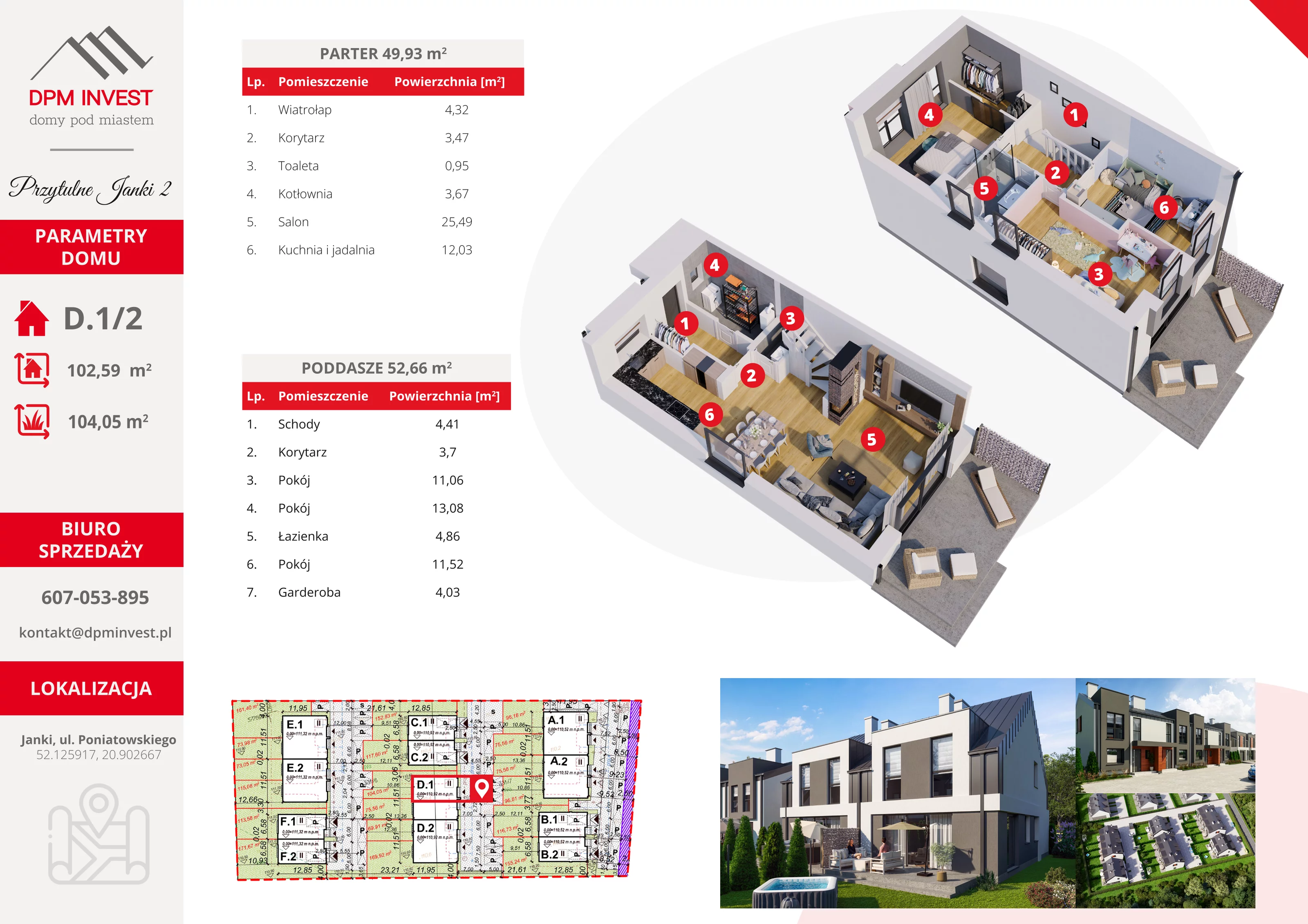 Dom 102,59 m², oferta nr D.1/2, Osiedle Przytulne Janki II, Janki, ul. Poniatowskiego 35